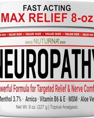 Neuropathy Relief Cream - Fast Acting Max Relief for Feet Hands Legs Toes - Ultra Strength Menthol, Arnica, Aloe Vera, MSM, Natural Soothing Nerve Relief - Extra Large 8 oz