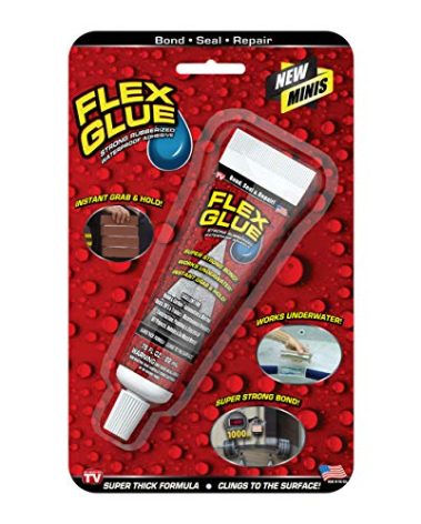 Flex Glue, Mini, White, Super Strong, Rubberized Waterproof Adhesive, Works Underwater, Use On Pools, Showers, Outdoors, Concrete, Brick, Pavers, Masonry, and UV Resistant, 0.75 fl oz