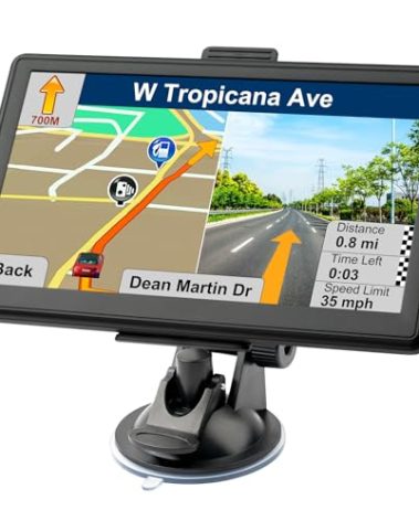 GPS Navigator for Car with Lastest 2024 Map, Free Lifetime Update, Car GPS Navigation System for Truck Commercial Drivers, Support Postcode POI Search, Voice Guidance, Speedcam Speedlimit Alerts, FM