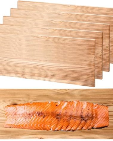 Landical 6 Pcs XL XXL XXL Large Cedar Planks for Grilling Salmon Thicker Design Full Filet of Salmon Meat Fish and Veggies Adding Extra Smoke and Flavor Soaking Fast Easy to Use (15 x 7 Inches)