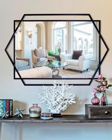 Autdot 28"x40" Large Mirror for Living Room Decor, Black Bathroom Wall Mirror with Metal Frame, Classic Wall Decorative Mirror Vertical or Horizontal Hanging