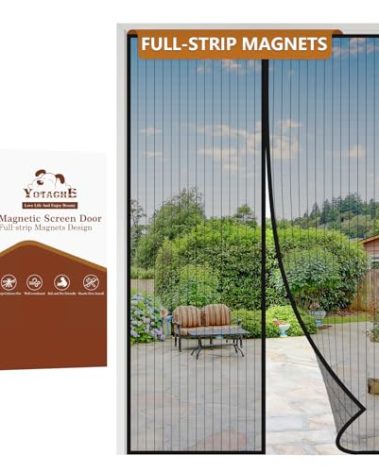 Yotache Magnetic Screen Door Fits 48x80 Inch Doors, Screen Size 50"x81", Reinforced Screen Mesh with Full Strip Magnets for Front/Back Patio Single Sliding Door