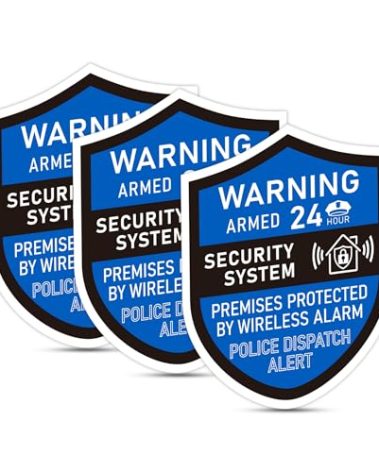 3PCS Security Alarm System Sign for Home, Self-Adhesive Weatherproof Small 24 Hours Warning Sticker, Safety Protection System for House Doors and Windows, Business Indoor & Outdoor Use 2.8x2.4 In