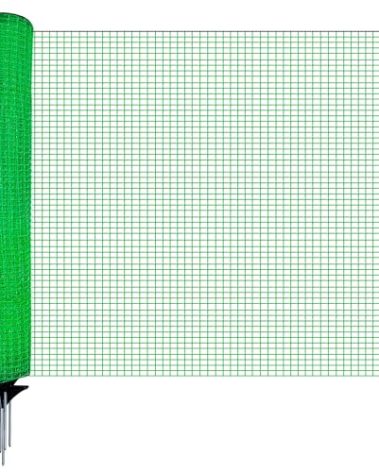 HIDALIFE Temporary Fence with Posts,3‘x50‘ Safety Barrier for Dog Snow Plastic Mesh Fencing with Fiberglass Stake Windbreak Rope,Movable Fencing Roll for Garden Backyard Outdoor Animal Protect