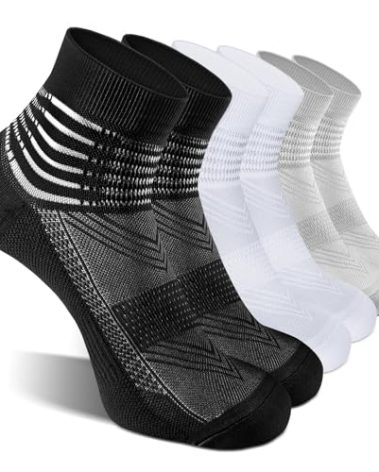 IRAMY Compression Ankle Support Socks Coolmax Wicking Cushioned Athletic Plantar Fasciitis Relief Men Women 3 Pairs