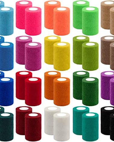 BQTQ 40 Rolls Self Adherent Wrap 3 Inch Self Adhesive Bandages Wrap Tape Stretch Bandage Self Stick Bandage Wraps for Wrist Ankle Swelling Sprains(20 Colors)