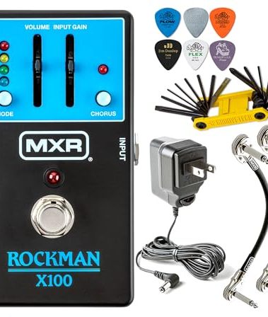 MXR MX100 Rockman X100 Analog Tone Processor Effects Pedal Scholz Amp Reproduction with Tonebird Bundle Featuring Dunlop 9v Power Supply Groovetech Tool, Patch Cable and Picks