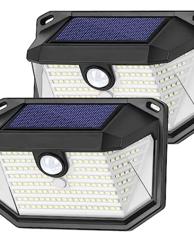 Solar Outdoor Lights, 2-Pack Super Bright 178 LEDs Motion Sensor Wall Light with 270° Wide Angle & 3 Modes, Waterproof Solar Powered Security Light for Patio Garden Garage Front Door