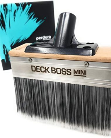 Deck Stain Brush Applicator - Deck Boss Mini by Perdura - 6 inch Paint Brush Stain Seal and Paint for Decks Fence Siding - for Water and Oil Based Coatings on Wood Concrete Rough or Smooth