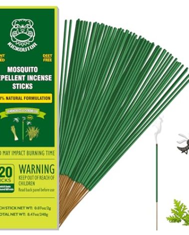 KICKOUTOR® Mosquito Repellent Outdoor Patio 120 PCS Citronella Oil Mosquito Incense Sticks Natural Organic Mosquito Barrier Mosquito Repeller for Backyard Travel Camping Indoors Gnat Mosquito Control