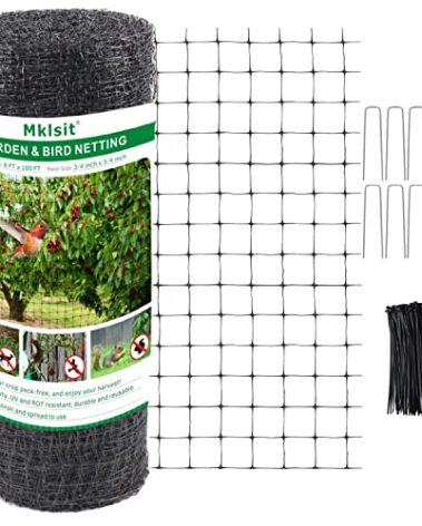 Mklsit Deer Netting Fence, 8ft x 100ft Bird Netting Heavy Duty Garden Netting for Garden Protection Fruit Trees Vegetable Plants Against Birds, Deer and Other Animals