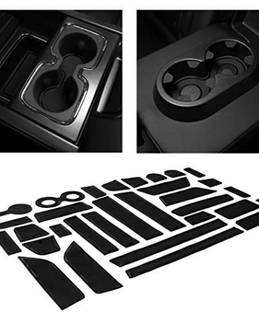 CupHolderHero Fits Chevy Silverado 1500 and GMC Sierra 2014-2022 - Custom Non-Slip Anti-Dust Cup Holder Inserts, Center Console Liners, Door Pocket Mats, 31pc Set, Crew Cab, Bucket Seats, Solid Black