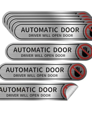 8 Pieces Automatic Door Driver Will Open Door Stickers for Cars, Brushed Silver,5inx1in