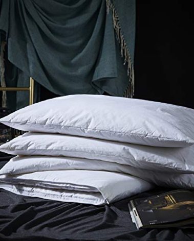 Three Geese Adjustable Layer Goose Feather Pillow,Assembled Bed Pillow,100% Soft Cotton Cover,Good for Side and Back Stomach Sleeper, Standard/Queen Size,Packaging Include 1 Pillow.
