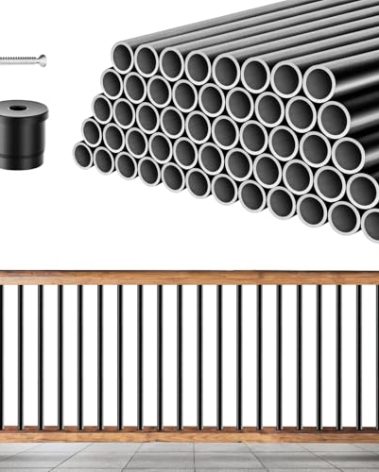 101 Pack Deck Balusters 36" x 3/4" Black Round Aluminum Balusters, Round Black Deck Railing Stair Porch Staircase Spindles Indoor Outdoor Balusters for Deck Railing Spindles with Balusters Conectors