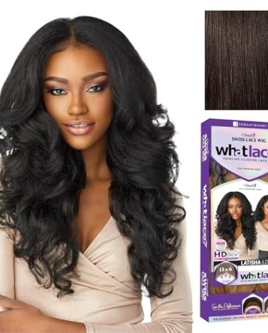 Sensationnel What Lace 13X6 Wigs - Latisha Lacefrontal Hand Tied Glueless Synthetic With Natural Density Preplucked Hairline (Dark Brown 2)