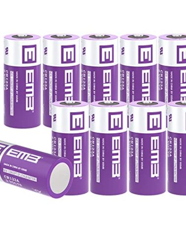 EEMB 10PACK CR123A Lithium Batteries 3V 1700mAh CR123 Battery with High Capacity for Flashlight Toys Alarm System Non-Rechargeable Battery