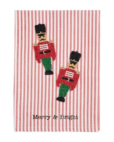Mud Pie Christmas Bead Towel, Nutcracker, 21" x 14"