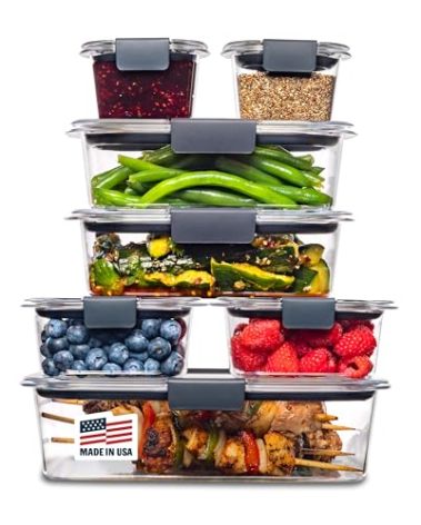 Rubbermaid Brilliance Food Storage Containers, 14 Piece Plastic Containers with Lids, BPA-Free, Leak Proof, Clear