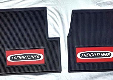 Freightliner Classic & Classic XL & FLD Black All-Weather Rubber Floor Mats OEM with Truck Logo - Fits All Years