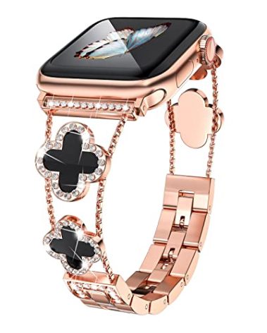 Rose Gold Cute Luxury Metal Diamond Slim Glitter Apple Watch Band 38mm 40mm 42mm 44mm iwatch se Series 6543,Apple Watch Series 7 45mm Band for Women Bling,Apple Watch se Series 3 38mm Band Womens
