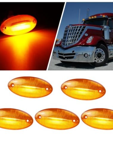 XtraGlow for International ProStar/LoneStar Workstar International Series Truck Cab Marker Roof Light 888-5125 Amber Lens Top Lights Assembly, 5Pcs