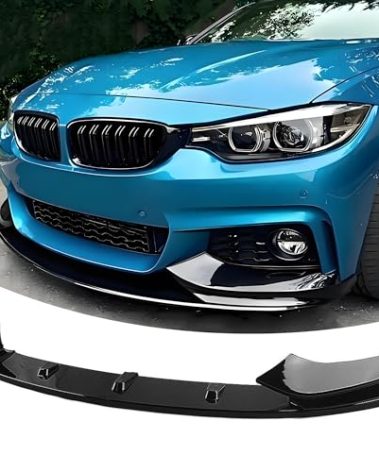 NEESPOC Front Bumper Lip Splitter Spoiler Compatible with BMW 4 Series 2014-2020 428i/ 430i/ 435i/ 440i/ F32/ F33/ F36/ (M Sport Models), Gloss Black 4pcs Air Chin Body Kit Exterior Accessories
