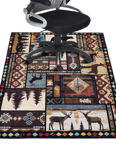Office Chair Mat for Hardwood Floor 36"X 48" Office Rugs for Gaming Rolling Chairs Southwest Rustic Computer Desk Chair Non-Slip Vintage Protector Mats for Hard Floor & Tile Floor Decor