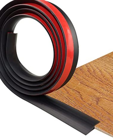 Floor Transition Strip Self Adhesive Carpet & Flooring Transitions Edging Trim Strip PVC Threshold Transitions Suitable for Threshold Height Less Than 5mm (10Ft, Black)