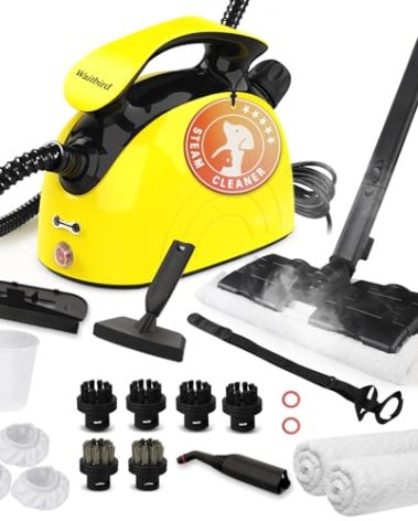 Steam Cleaner, Multipurpose Powerful Steamer with 21 Accessories, 248°F High-Temperature Steam for Floors, Grout, Tiles, Carpet, Cars - Portable 1.08L Tank, Child Lock, Chemical-Free Cleaning (Yellow)