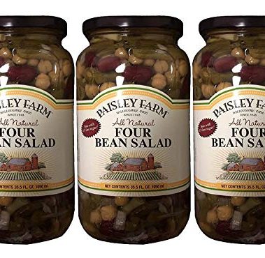 Paisley Farm Natural Four Bean Salad, 35.5oz Glass Jar (Pack of 3, Total of 106.5 Oz)