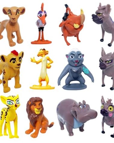 CNIUETYR Animal Doll Commemorative Set, Warthog&Spotted Hyena Toys, Home Party Cake Animal Decoration PVC Model (2.0 inch/12 Piece)
