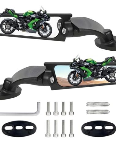 Scillky Motorcycle Mirrors Stealth Mirror Wind Wing Side Rearview Mirrors for Kawasaki Ninja 650 Ninja 500 Ninja 400 300 ZX6R ZX10R ZX4RR ZX14R Suzuki GSXR 600 750 1000 Honda CBR300R CBR500R CBR1000RR