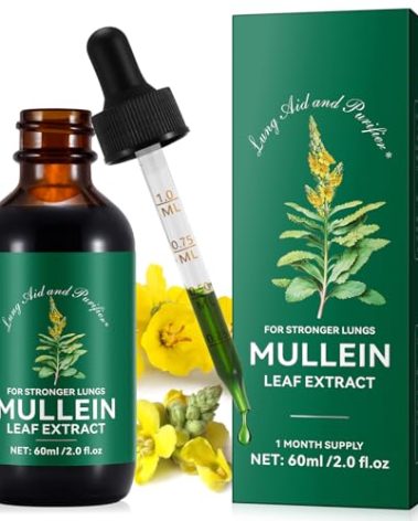 Mullein Drops for Lungs - Mullein Leaf Extract for Lungs, Chlorophyll Liquid Drops Supplement for Lung Cleanse, Natural Herbal