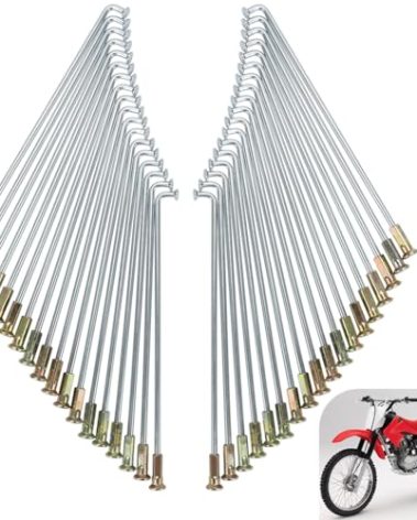 Motoparty Rear Wheel Spoke for Honda XR100R CRF100F Replacement for OEM 97228-42138-K0 97658-42137-K0 16"Spokes for Motorcycles (36pcs Spokes + Nuts Set)