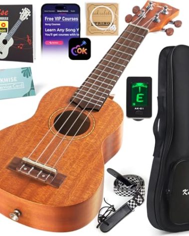 Kmise Professional Ukulele for Adult Beginner, Free Online Lesson 21 inch Soprano Mahogany Ukelele with Kids Ukele Bundle Starter Kit Gig Bag Case, Strap, Tuner, Nylon Strings, Book, Uke Gift Choice