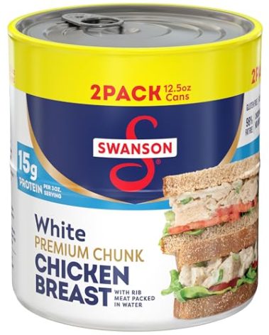 Swanson White Premium Chunk Chicken Breast with Rib Meat in Water, 12.5 oz. (Pack of 2)