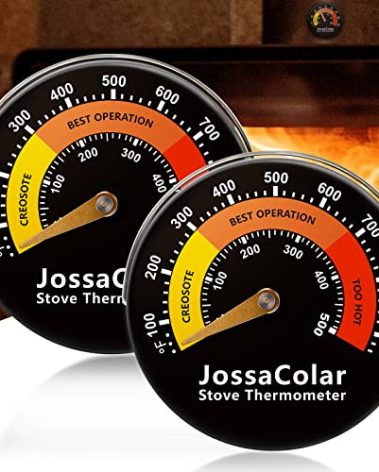 JossaColar Wood Stove Thermometer Magnetic Pipe Thermometers Fireplace Temperature Gauge Flue Thermometer for Avoiding Stove Fan Damage by Overheat (2 Pieces)
