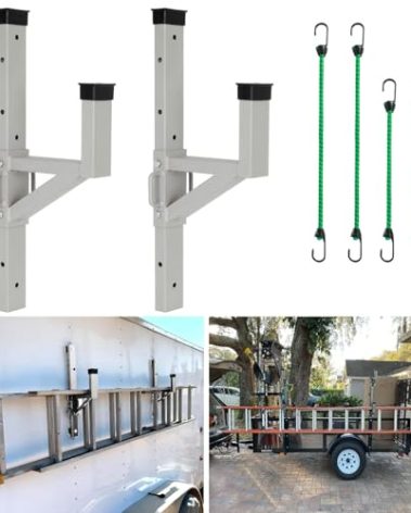 OUTPRIZE Aluminum Side Mount Trailer Ladder Rack, Lightweight Rustproof Adjustable Ladder Rack for Open and Enclosed Trailer Exterior Side Wall, 150 LBS Capacity - Carry 1 Ladder