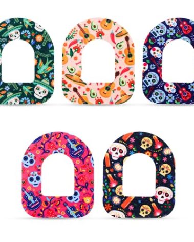 25pcs Adhesive Patches Compatible with Omnipod 5, Omnipod Dash Overpatch Waterproof Over Patch CGM Sensor Patches Non-Fraying Sensor Patches Sensor Stickers Sensor Covers (Day of The Dead)