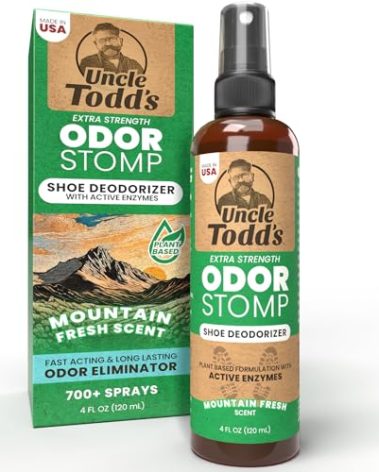 Uncle Todd's Shoe Deodorizer Spray - Proven & Powerful Enzyme Formula Spray for Shoe Odor Elimination in All Footwear (Mountain Fresh)