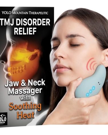 TMJ Relief Products Jaw Massager w/ Soothing Heat, Patented TMJ Massage Tool w/ 10 Gentle Vibration Modes, Eases TMJ Jaw & Neck Pain, Stiffness, Tension, Headaches, Migraine Relief