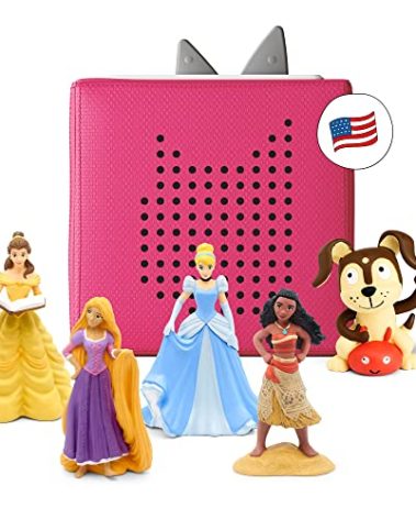 Toniebox 1 Audio Player Starter Set with Cinderella, Belle, Moana, Tangled, and Playtime Puppy - Listen, Learn, and Play with One Huggable Little Box - Pink