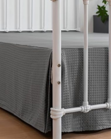 xuan dian Full Bed Skirt - Full Size Bed Skirt 18 Inch Drop with Split Corners, Pleated Waffle Weave Bed Skirt,Tailored Dust Easy Fit, Machine Washable (Grey, Full - 18" Drop)