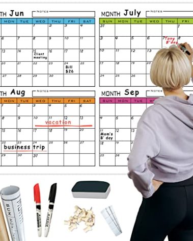 Dry Erase Calendar For Wall 4 Month,Large Blank Laminated Whiteboard Calendar,Oversized 120 Day Wall Planner,Four Month Jumbo Undated Erasable Schedule Poster For Home,Office,Classroom 24x36 Inch