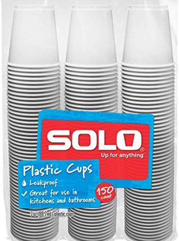 SOLO Cup Plastic Bath Refill Cups, White, 3 Ounce, 600 Count, 150 Count (Pack of 4)