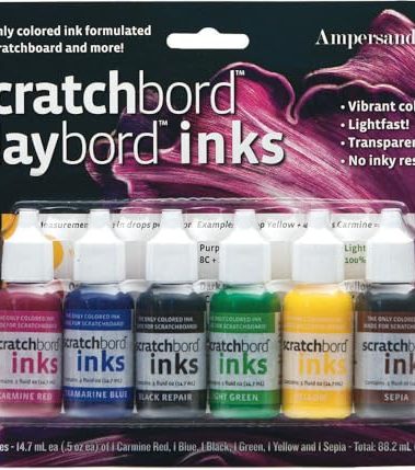 Ampersand Art Supply Scratchbord 6 Color Ink Set