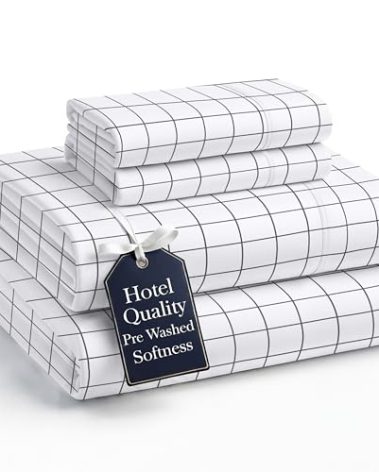 Casa Platino Bed Sheets California King Size, Pre-Washed Ultra Soft & Breathable California King Bed Sheets Set, 100% Hydro-Brushed Microfiber Cooling California King Sheets Deep Pocket - Windowpane