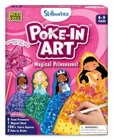 Skillmatics Poke-in Art - Magical Princesses, Mess-Free Fun for Kids, DIY Wood Craft Kits, Creative Activity, Gifts for Girls & Boys Ages 4, 5, 6, 7, 8, 9