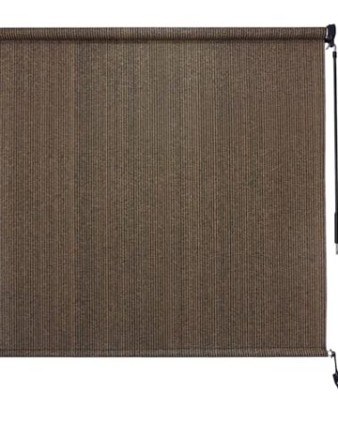 Amagenix Outdoor Roller Shades 6'(W) X 6'(H), Exterior Cordless Patio Shades Roll Up Outdoor Blinds with 90% UV Protection, Two-Section Poles with One-Piece Fabric, Mocha